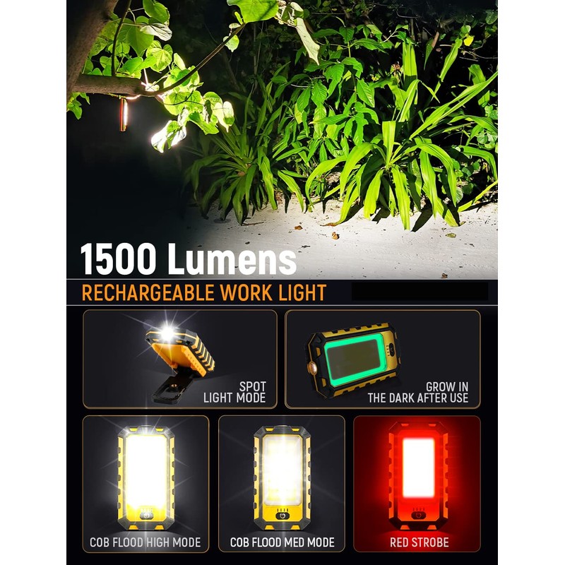 LED Rechargeable Magnetic Work Light 40W 1500Lumens, Hanging Hook 4