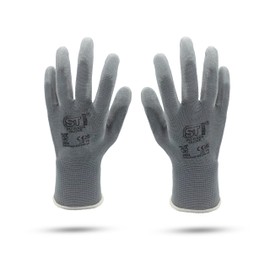 Work Gloves, PU coated Safety Nitrile Nylon Gloves, Secure Grip on Palm & Fingers Gardening Building Mechanic Gloves, Suitable for General Duty Work, Protective Hand Glove (Pack of 12 Pair-Large)