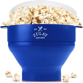 Zulay Kitchen - Cuenco plegable para palomitas de maíz, de silicona sin BPA, para microondas, fácil y rápido, color azul