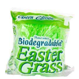 Biodegradable Eco Superbright Easter Grass Shred Plastic Gift Basket Fill, 1.5 oz, Green