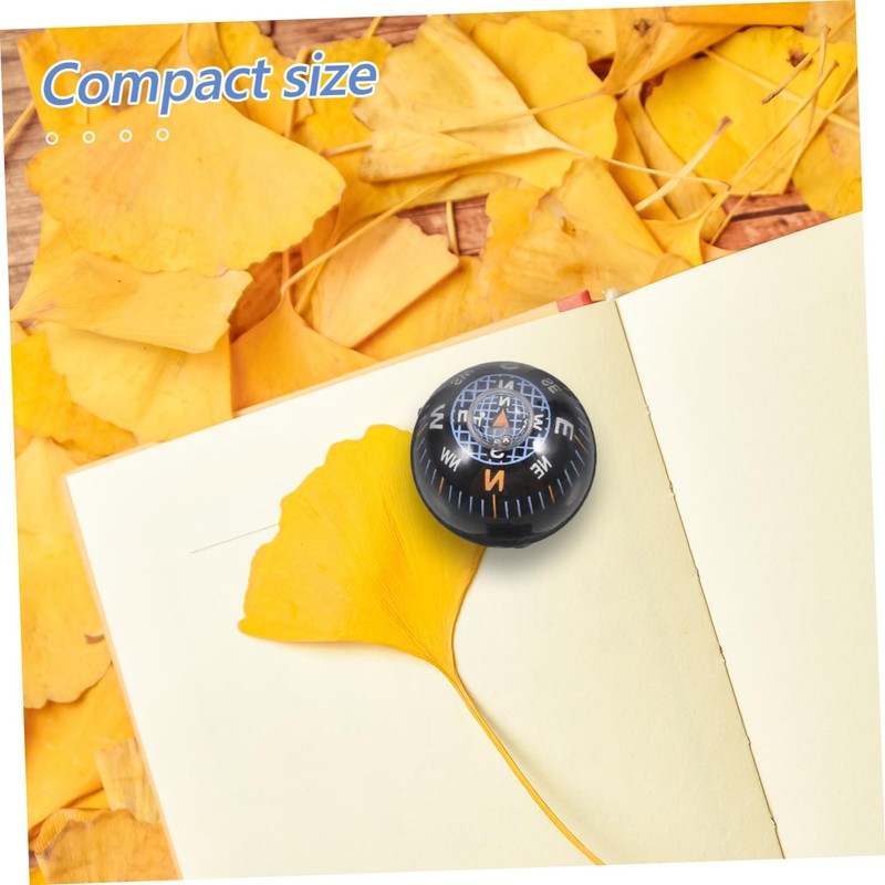 Totority Mini Black Ball Compass for Car Dashboard Durable Plastic