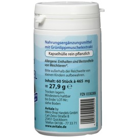 Avitale Green-Lipped Mussel Vegi Capsules Pack of 60 – Pack of 1 x 1 oz (28 g))