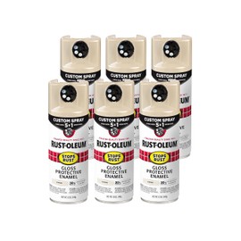 Rust-Oleum 376900-6PK Stops Rust Custom Spray 5-in-1 Spray Paint, 12 oz, Gloss Almond, 6 Pack