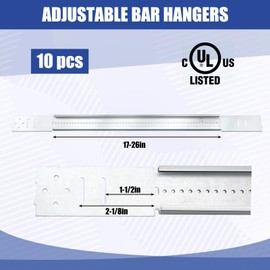 Blulu 10 Pcs Adjustable Bracket 17" to 26" Inner Stud Wall Cable Supports Electrical Box Galvanized Steel Bar Hangers Ceiling Fan Mounting Supports