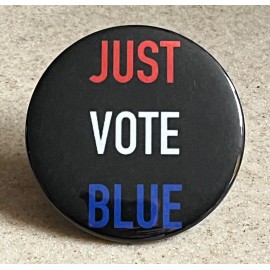 Just Vote Blue Pin-Back Button, 2 1/4 inch.