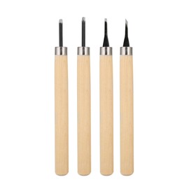 KooingTech Wood Carving Tools, Wood Carving Knife, 4PCS Stamp Making Kit, Rubber Carving Tools, Linocut Tools with Wooden Handle for Rubber Stamps 5.3 Inch Length (M)