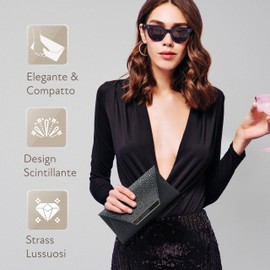 MICHELLE MOON - Elegant Women's Clutch Bag for Weddings, Parties and Events | Clutch Bag with Chain Shoulder Strap, Ideal as an Elegant Ladies Handbag with Glitter or Handbag for Special Occasions,