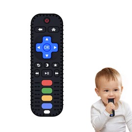 XQMMGO Baby Teething Toy, Baby Remote Control Teething Ring, Baby Toy Set in Remote Control, for 3 6 12 Months Baby (Remote Control Black)