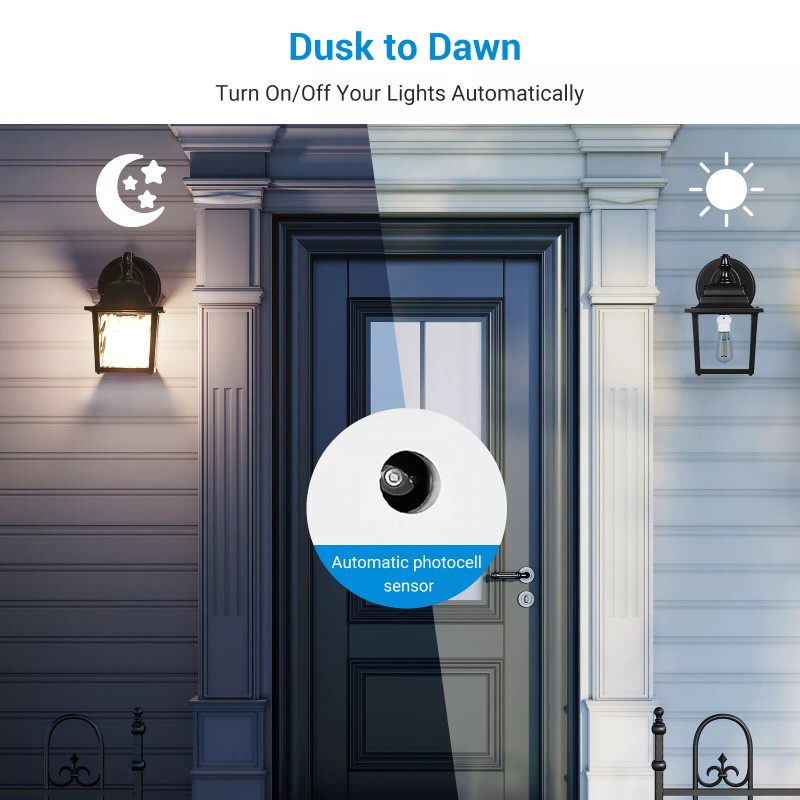 DEWENWILS 2 Pack Light Bulbs Sensor Socket, Automatic Dusk to
