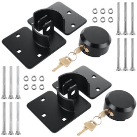 2 Packs Heavy Duty Puck Lock Keyed Alike, 73mm High Security Hidden Shackle Padlock with Hasp, Solid Steel Puck Lock Latches for Container, Garage Shed Trailer Truck, Black