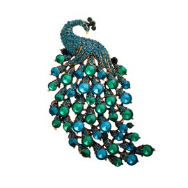 WCRAZYE Rhinestone Peacock Brooch Pin for Women Girls Fashion Exquisite Exaggerated Big Crystal Bird Animal Brooches Lapel Pins Elegant Dress Accessories Wedding Christmas Birthday Jewelry Gift, Alloy