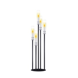 Black Taper Candle Holders for LED Candles Metal 5 Arms Candelabra Candlestick Holders for Wedding Engagement Party Decoration Tabletop Centerpieces (1, M)