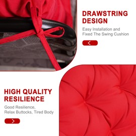 GPQAWER Porch Swing Cushions,Outdoor Cushions 3 Seater Replacement with Backrest, Waterproof Thickened Bench Cushion with Ties for Porch, Patio,Outdoor, Backyard and Garden (Red 60 * 40 in)