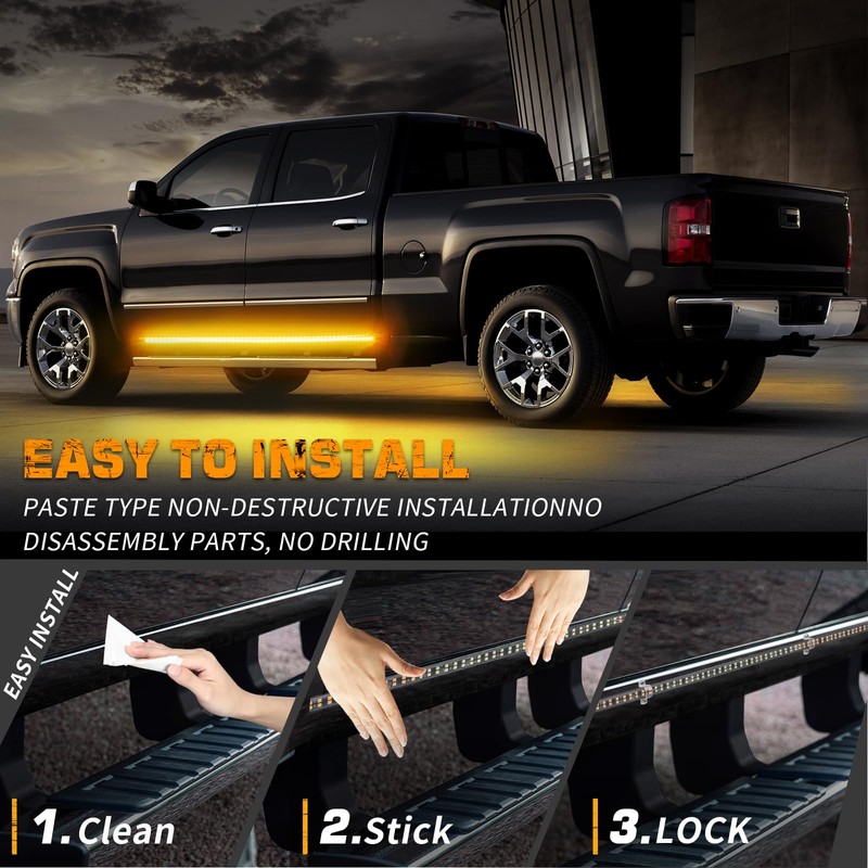 XRIDONSEN 2PCS 60 inch Amber Strobe Lights Strip 720 LED
