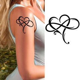 Tattoo Design 6 Sheets Temporary Tattoos for Women Adults Big Heart with Infinity Symbol Sign of Eternal Infinite Love Temporary tattoo for Men for Woman Neck Arm