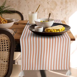 Folkulture Table Runners | Christmas Table Runner 108 inches Long | 100% Cotton Table Runner for Christmas Decor or Boho Decor | Orange Table Runners for Dining Room | Christmas Decorations for Home