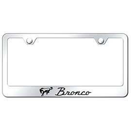 Au-TOMOTIVE GOLD Laser Etched Logo Stainless Steel License Plate Frame for Ford Bronco (Silver)