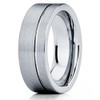 Silly Kings 8mm Tungsten Carbide Wedding Band Brushed Gray Offset