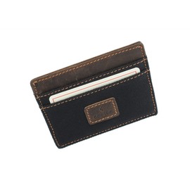 Cactus Slim Canvas Card Holder with Leather Trim and RFID Protection 625_81 Black