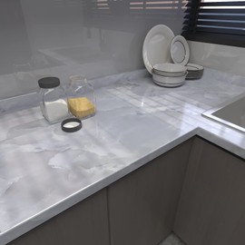 VOLEAAR 35 x 196 Inches Grey Marble Contact Paper,Marble Wallpaper,Peel Stick Wallpaper for Backsplash Kitchen Walls Waterproof Easy to Install PVC Paper