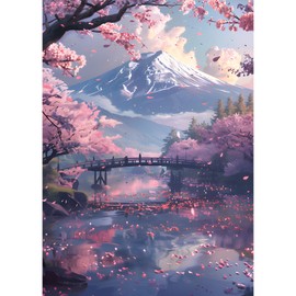 Jawecci Sakura Diamond Painting Kits, 5D DIY Diamond Painting Landscape Kits for Adults Beginners, Full Drill Round Diamond Art Painting Dots Craft Set Gifts 30X40cm