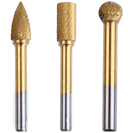 Titanium Coated Tungsten Carbide Bar Bar Set of 3 Shank Diameter 6 mm