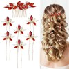 NOVIIML Pieces Decorative Red Party Prom Wedding Bridal Rhinestone Hair