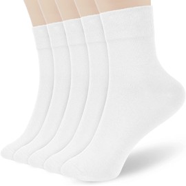FGZ Women Thin Cotton Socks,White or Black Crew Ankle Socks 5 Pairs (5-9)