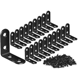 ZiYuya Corner Braces Metal L Bracket Heavy Duty Joint Right Angle Shelf Support Corner Braces Wall Bracket for Shelves Wood Furniture Cabinet (Black, 20 Pack, 40mm x 40mm)