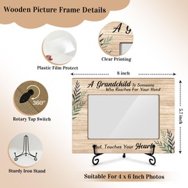 LWBEO Grandparents Picture Frames, Photo Frame For Grandparent, Wood Picture Frame, Birthday Gifts For Grandma Grandpa, 4x6 Picture Frame With Stand, Horizontal Picture Frame For Tabletop -09