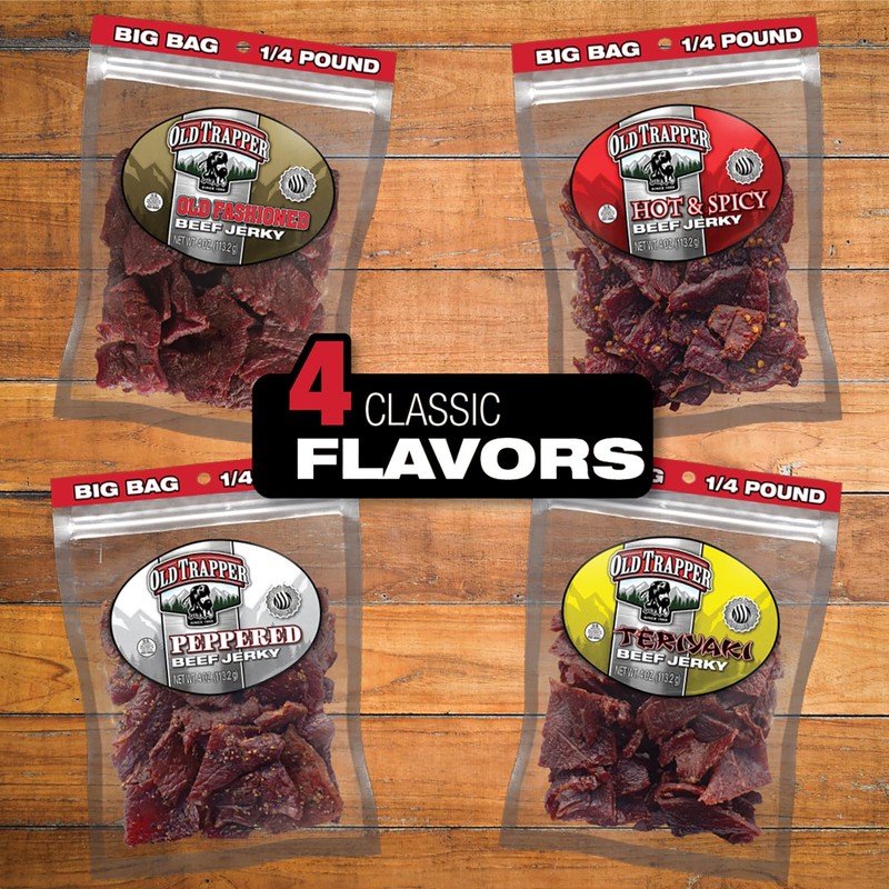 Old Trapper Beef Jerky, Teriyaki 1/4-Pound Individual Package, Savory and