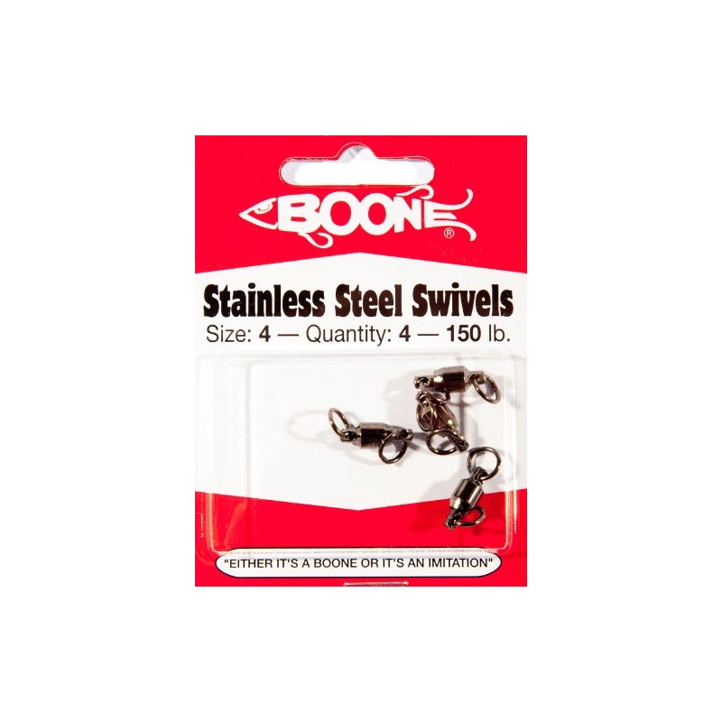 Boone Ball Bearing Black Swivels with SS Rings, Size 4