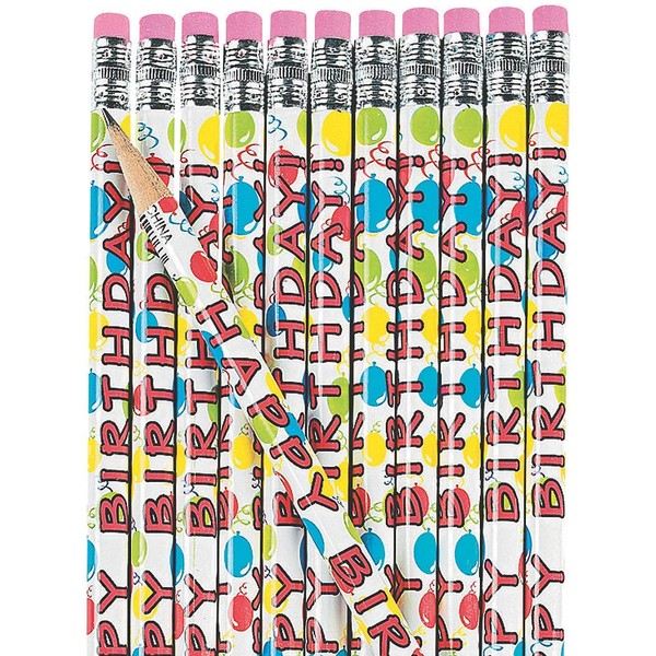Happy Birthday Pencils - Set of 24 - Birthday Party Supplies and Teacher Classroom Giveaway