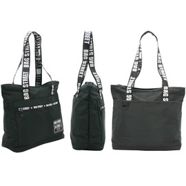 Bag Street Nylon Shoulder Bag, Shopping Bag, Fashionable Handle Print, Utility Tote, black