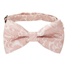 Alizeal Mens Gradient Paisley Bow Tie Pre Tied Pocket Square Cufflinks Set, Blush pink