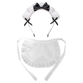 RNSKFG 1 Piece Of Apron And Headband, Role-Playing Props, Party Costume Accessories, Baking Aprons, Also Suitable For Kitchens And Cafes.