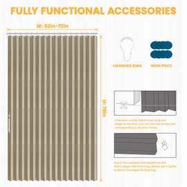 AJAZZ 100% Blackout Folding Door Accordion Door Closet Doors Curtain Invisible Applicable Bedroom Room Living Room Doorway （Cream Yellow 72" W x 78" L 1 Panel