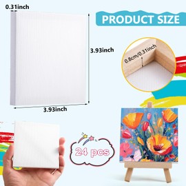 Cabaubl Mini Canvases for Painting,4 x 4 inch Mini Stretched Canvas in Bulk 24Pack,Small Square Canvas for Painting for Oil & Acrylic,Blank Canvas Boards for Kids,Home Decor Project,Art Supplies