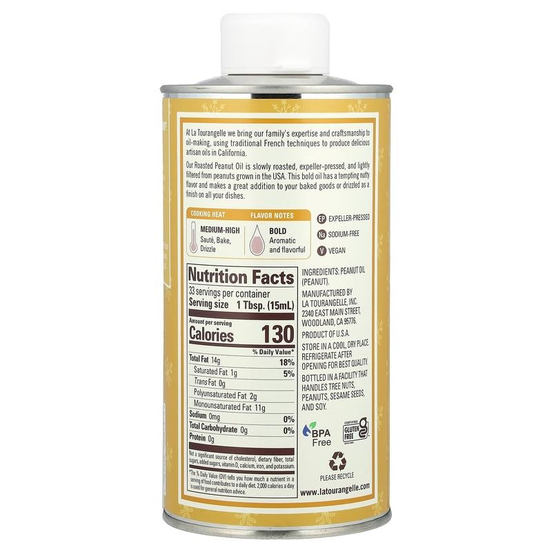 La Tourangelle Roasted Peanut Oil, 16.9 fl oz (500 ml)