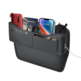 FLORICH Car Seat Gap Filler, Premium Leather Center Console Organizer, Front Seats Gap Filler Organizer and Storages Universal Fit for Car SUV Truck