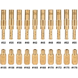 Trkimal Carburettor Repair Accessory Kits, 10 Pieces Carburettor Main Nozzles and 10 Pieces Slow Pilot Jets Compatible with PWK Keihin FCR OKO KOSO PE, Brass Jet Kits (20PCS-D)