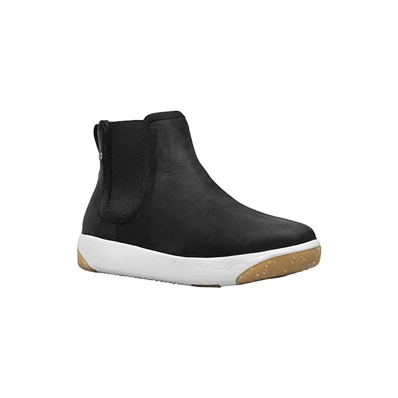 Bogs Womens Kicker Chelsea Leather Boot Snow, Black, 10