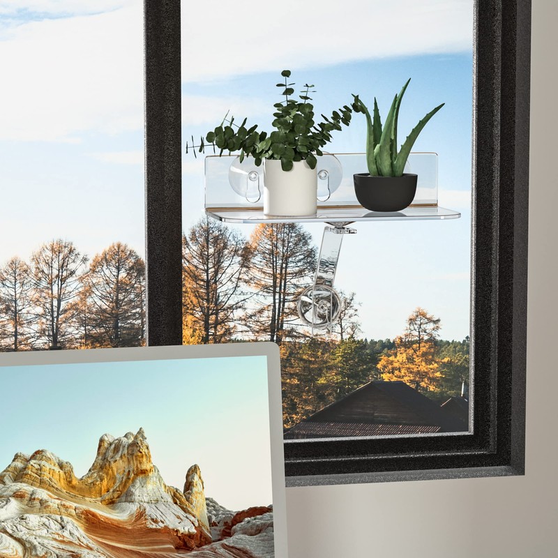 Hexsonhoma Clear Acrylic Windows Plant Shelves, 12 Inch Window Plant