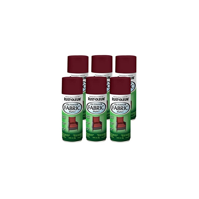 Rust-Oleum 358831-6PK Outdoor Fabric Spray Paint, 12 oz, Dark Red,