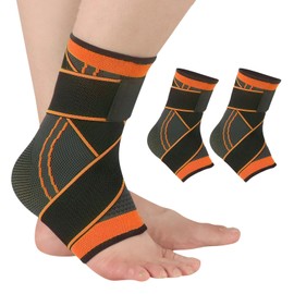 Celiodd Pack of 2 Ankle Bandages, Foot Bandages, Ankle Bandages, Ankle Bandages, Protects Men and Women Sports, Protect Ligament Sprains (Orange Colour, L)