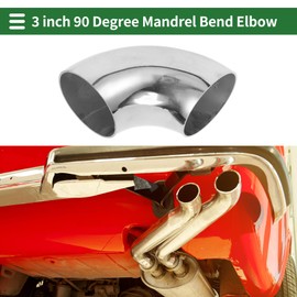Motoforti 2pcs 90 Degree Mandrel Bend Elbow Car Modified Exhaust Pipe Tubing Piping 3" Inch OD Thickness 2mm/14GA 76x185x2.0mm 304 Stainless Steel Silver Tone