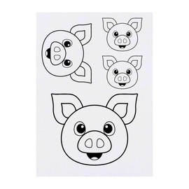 4 x 'Happy Pig Face' Temporary Tattoos - Water Resistant, Skin-Safe, Non-Toxic Transfers, Mixed Sizes (TO00063220)