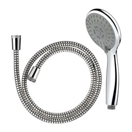 Croydex® Eco Contour Midi 3 Funcion Large Shower Head Handset and Shower Hose Pipe Set Chrome - Saving Water by up to 50%