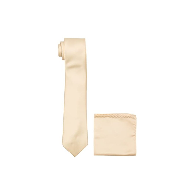 Stacy Adams Men's Satin Solid Tie Set, Ivory, One Size
