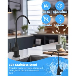 Hibbent Drinking Water Faucet for Bar Kitchen Sink, Lead-Free Water Filter Faucet - Matte Black